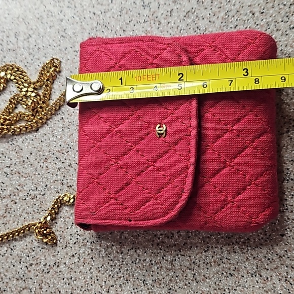 Chanel Red Cloth Front Flap Micro Gold Chain Purse Bag - Picture 5 of 8